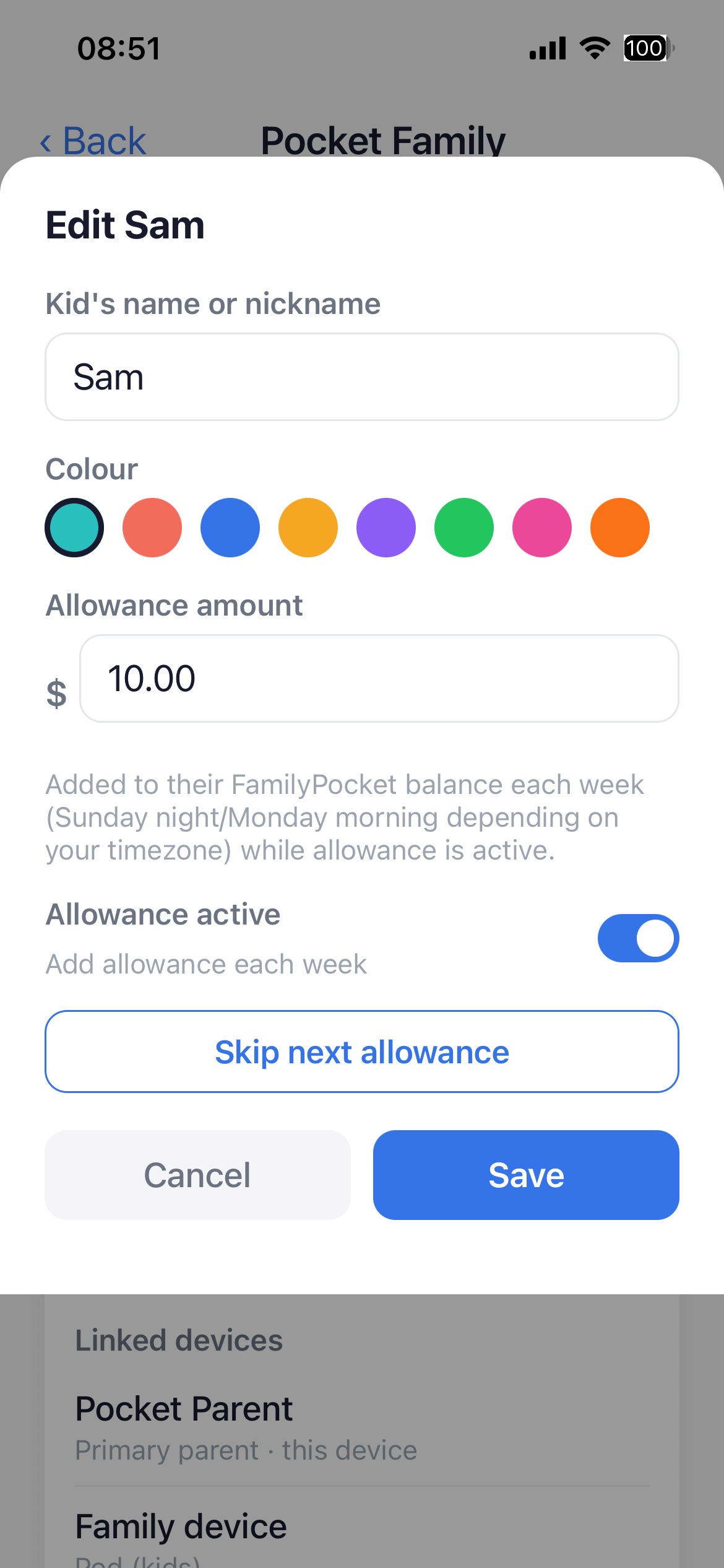 Setting a kid's weekly allowance